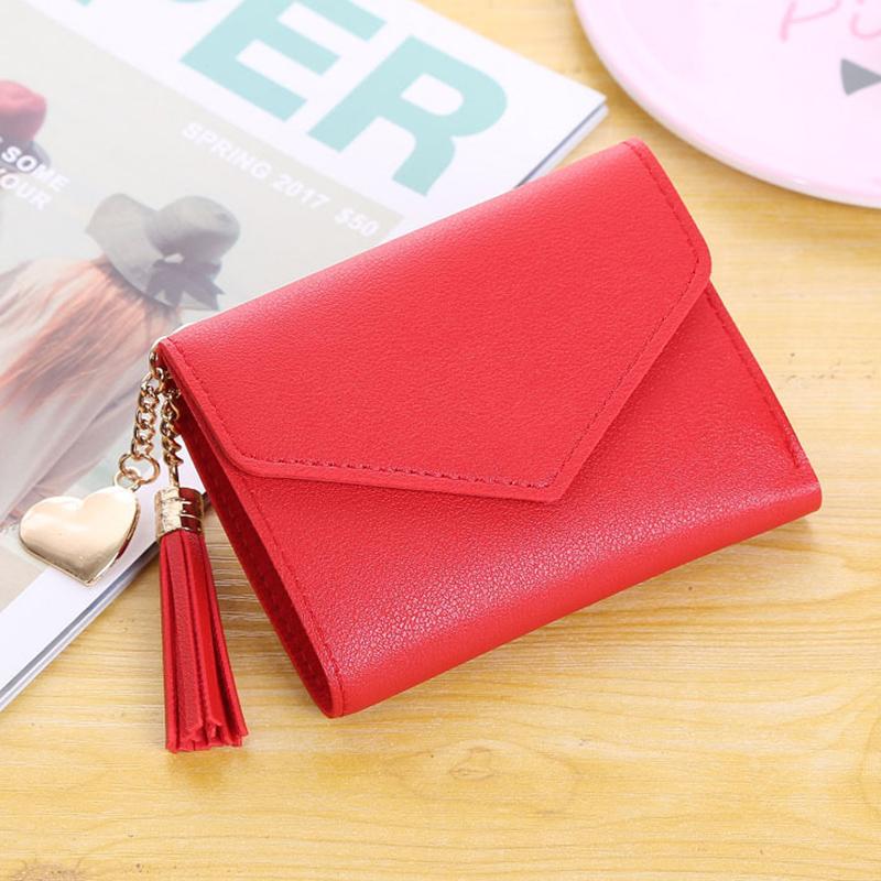 Brand Women Soft Leather Wallet Bag Small Tassel Card Holder Female Organizer Credit Card Case Zipper Coin Purse
