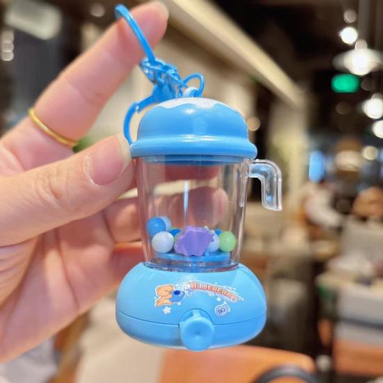 Keychain Pendant Portable Juicer Shape Key Chain with Movable Parts Colorful Beads Lightweight Buckle Design Keyring Keys Backpacks Decompression Toy