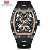 Orologio: Orologio da Uomo a Botte di Vino Cassa in Acciaio Completamente Scheletrato Automatico Meccanico Orologio da Uomo