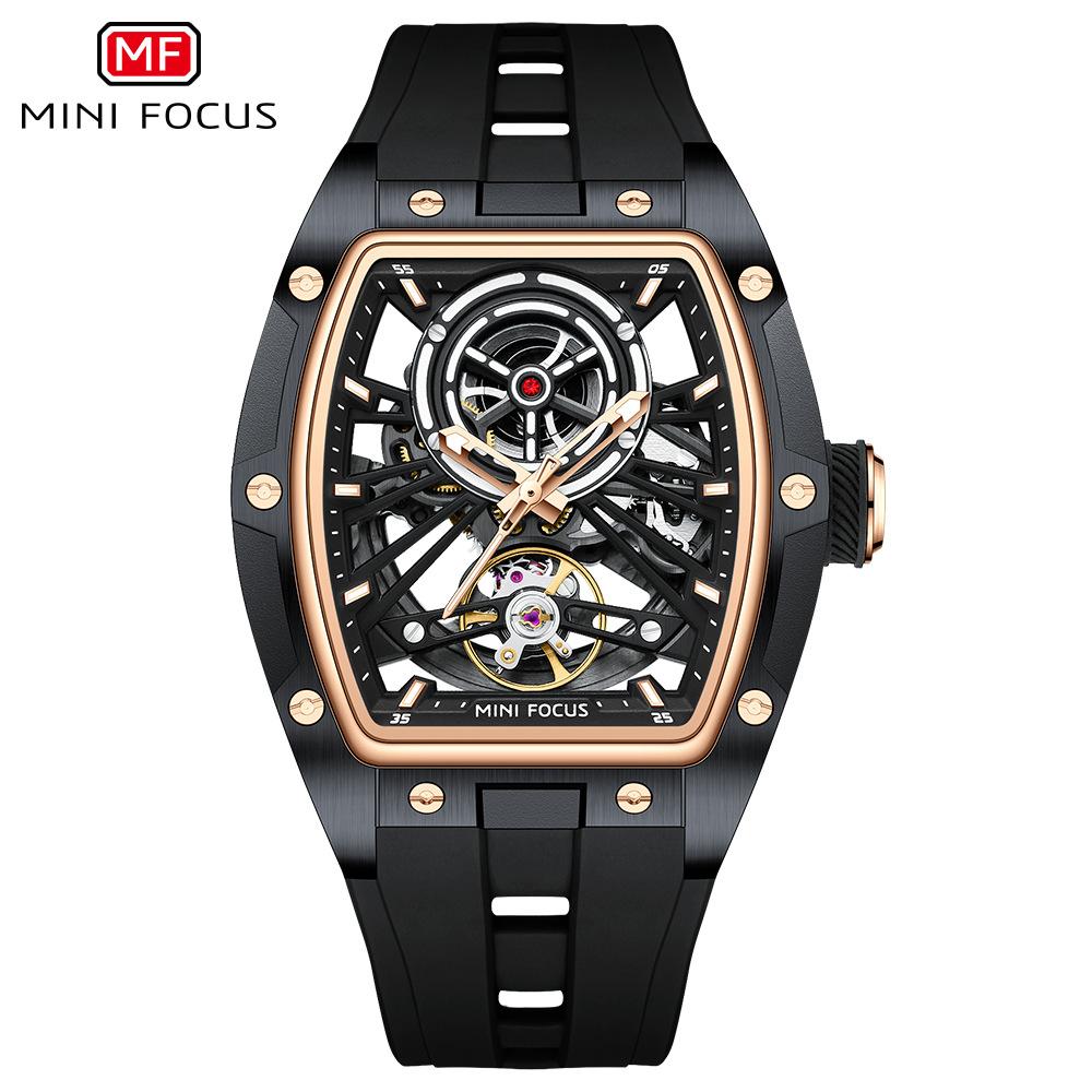Orologio: Orologio da Uomo a Botte di Vino Cassa in Acciaio Completamente Scheletrato Automatico Meccanico Orologio da Uomo
