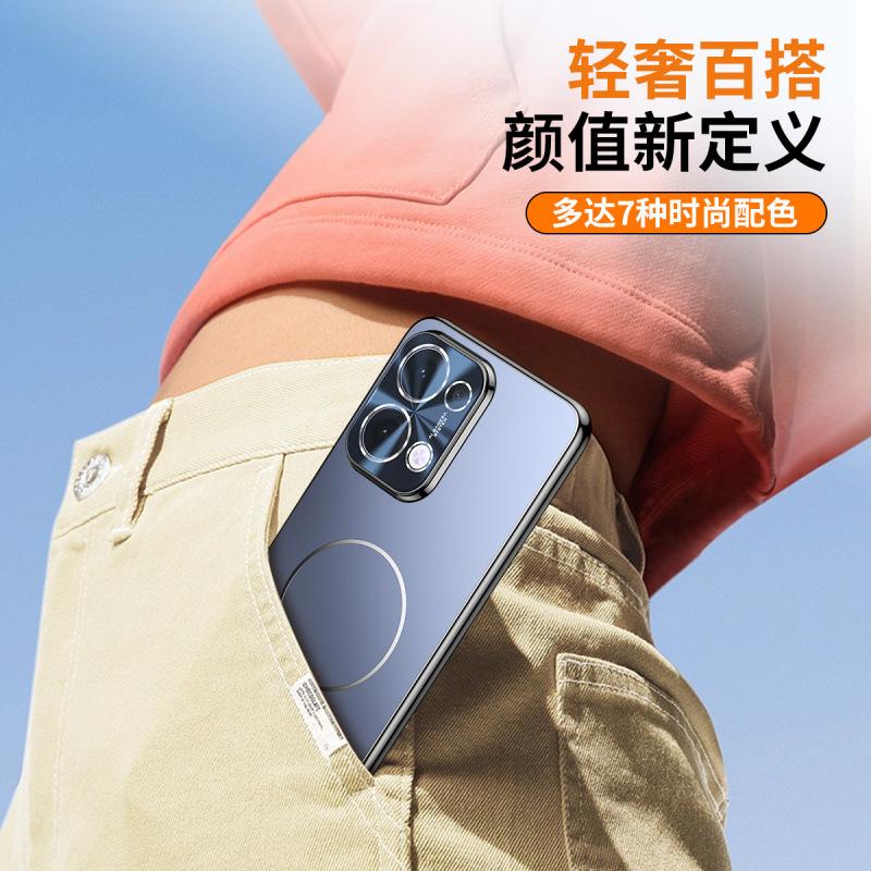 Applicable To OPPOReno11 Mobile Phone Case, New Pro Matte Magnetic Suction Lens Integrated All-inclusive Anti-drop  Case, Men