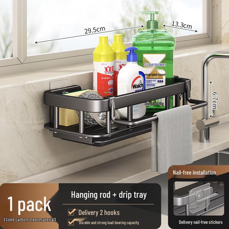 Punch-Free Kitchen Sink Organizer: Multifunctional Dishcloth and Sponge Rack