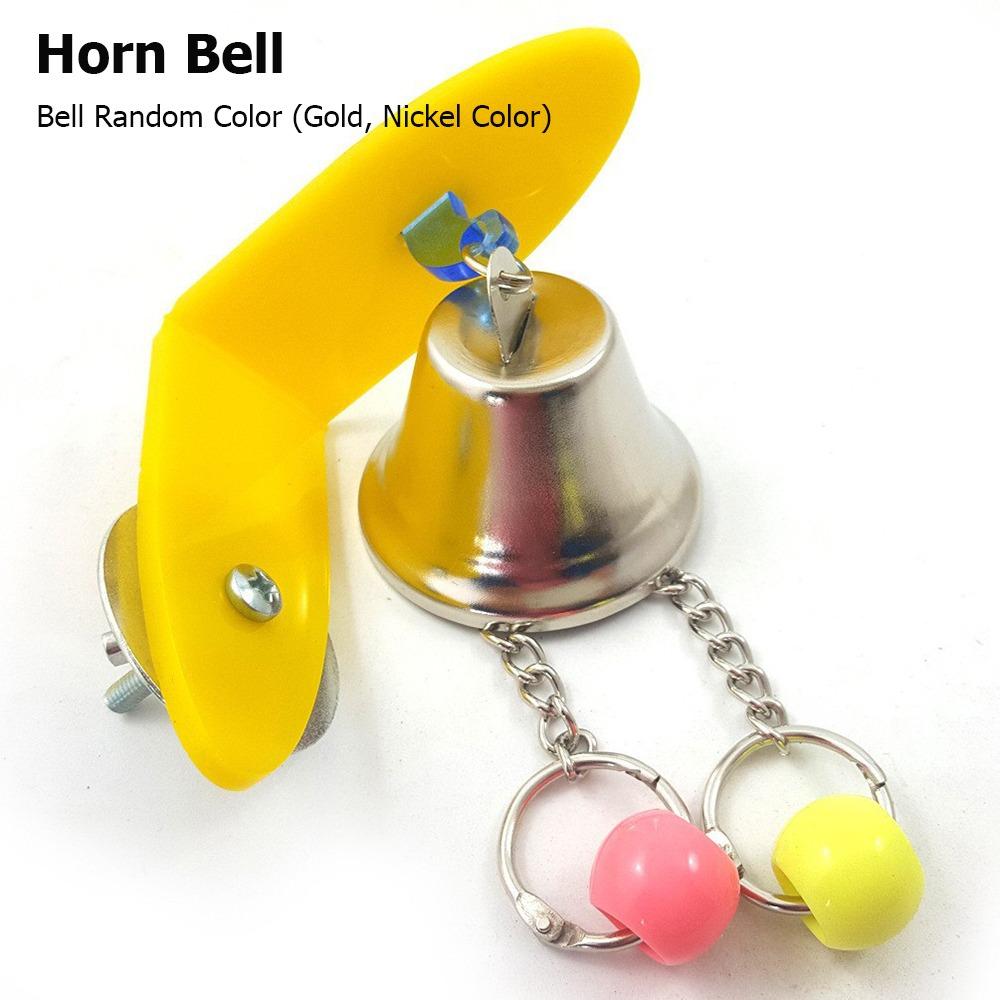Relieve Boredom Parrot Bell Toys Metal, Acrylic Birds Hanging Bell  Birdcage Accessories Horn Bell