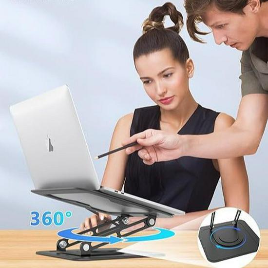 Cross-Border Rotating Laptop Riser: 360° Lifting Metal Desktop Stand with Cooling Feature