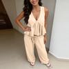 Ladies' Casual V-neck Sleeveless Vest And Pants Set