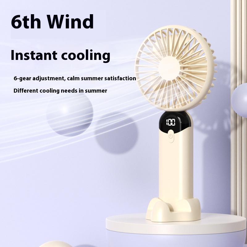 3000Mah Mini Electric Fan Portable 6-speed Wind Speed Handheld Hand Silent Fan Digital Display Summer Usb Charging Portable Fan