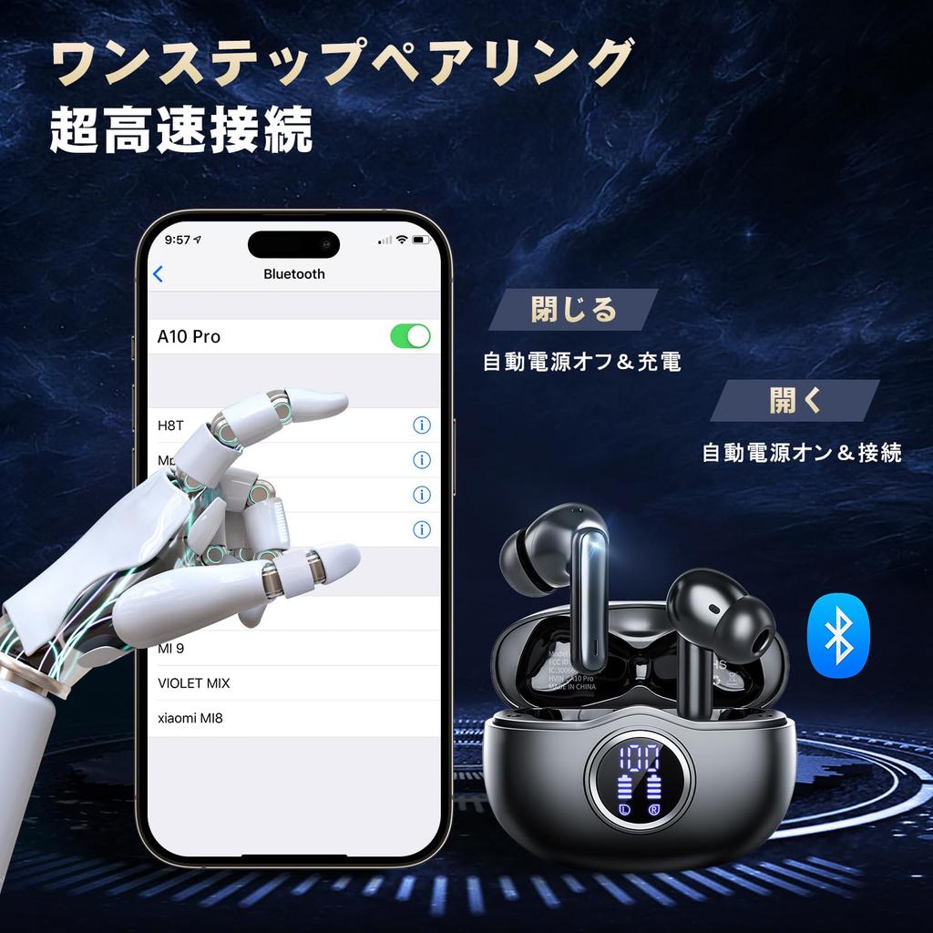 Wireless 2026 Latest Bluetooth 50 Hours LED Digital ENC Noise Cancelling Sports Headphone Headset Black Earphones, 5.3 Hi-Fi Stereo, Playback,