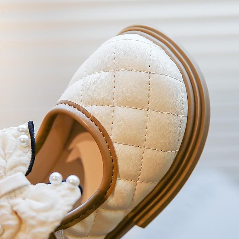 Children PU Leather Shoes Patent Leather Girl's Flat Shoes Black Beige Vintage School Toddler Kids Princess Shoe