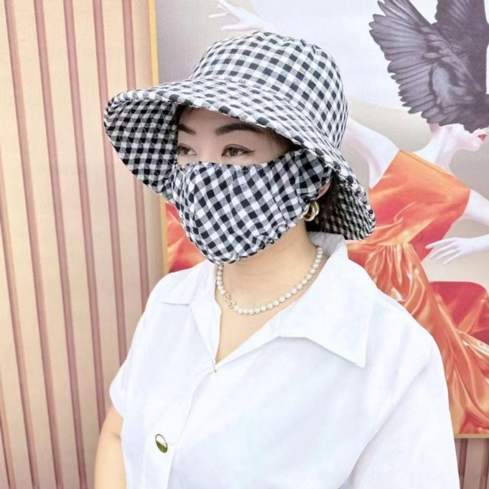 Cover Face Cap Sunscreen Mask Face Mask Bucket Hat Portable Women Sun Hat  Climbing