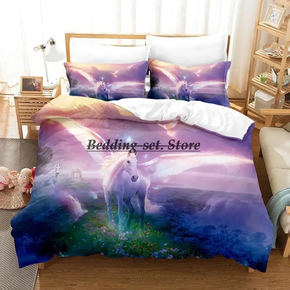 Regenbogen Pferd Einzelhorn Bettwäsche Set Einzel Twin Full Queen King Size Bett Set Aldult Kid Schlafzimmer Duvetcover Sets Bettlaken Set