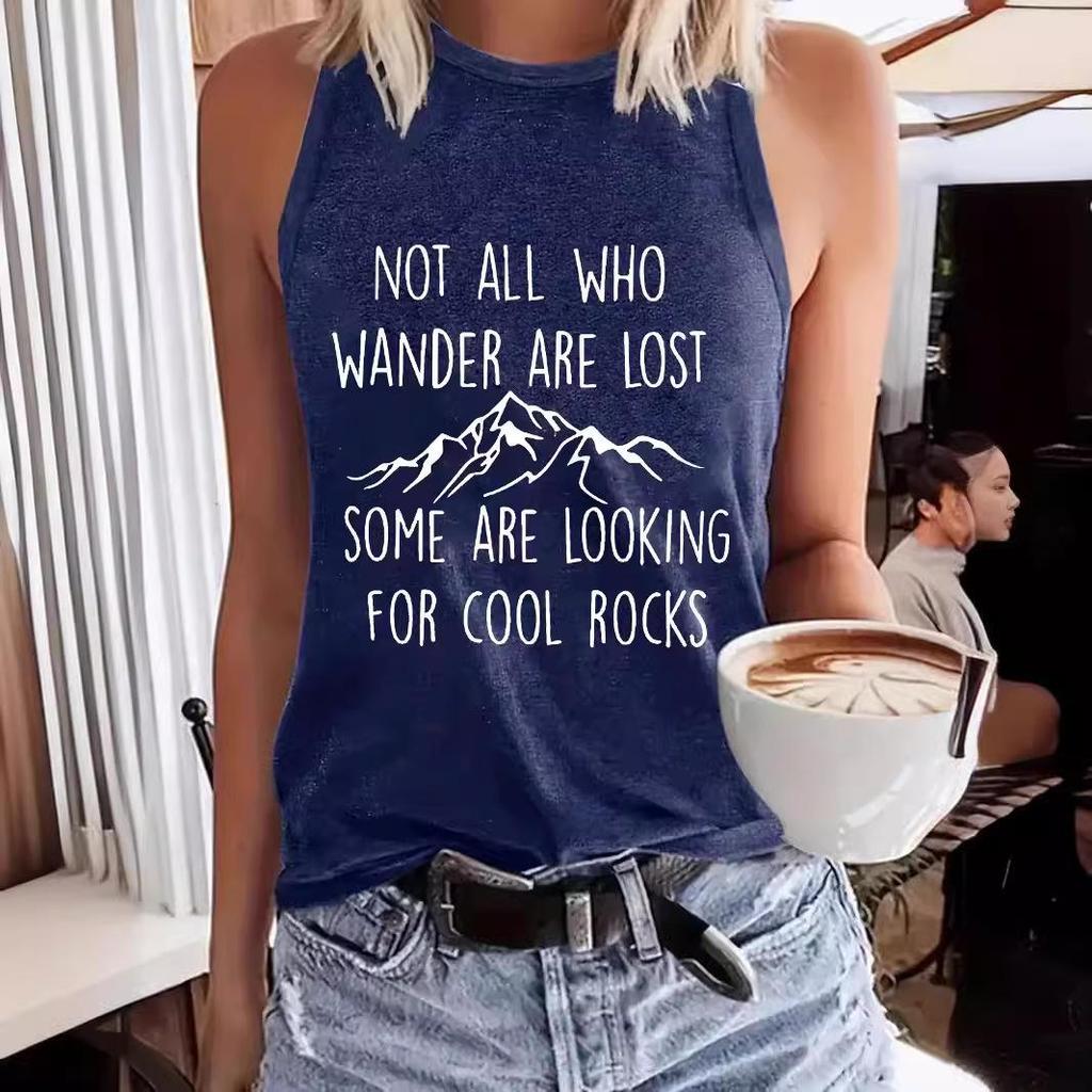 Sleeveless Inspirational Graphic Tee - Women's Spring/Summer Round Neck Pullover Top