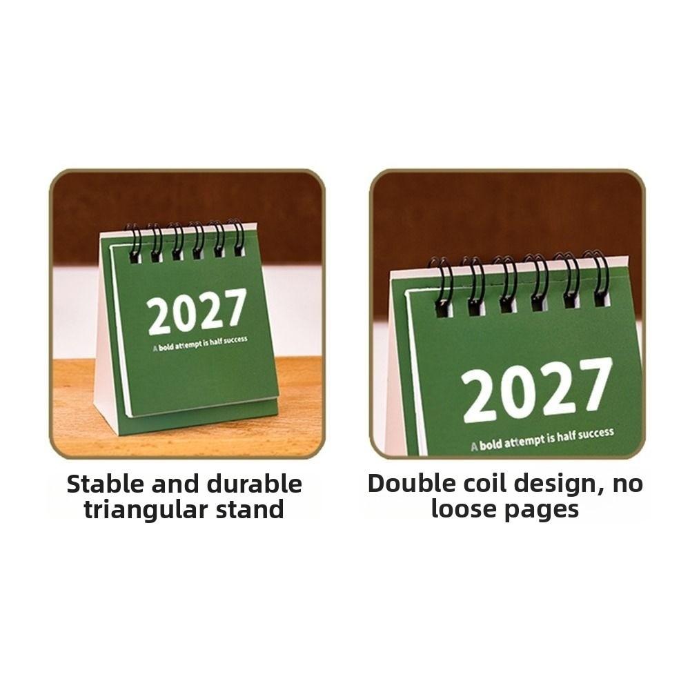Base Stand 2027 Calendario da Scrivania Mini Calendario da Tavolo Regali Calendario a Foglie Girevoli Ufficio Domestico