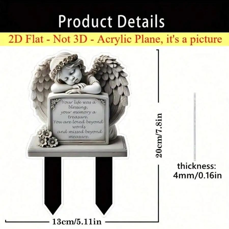 1 classic angel commemorative plaque, ground installation, weather resistant outdoor decoration, Easter commemoration
