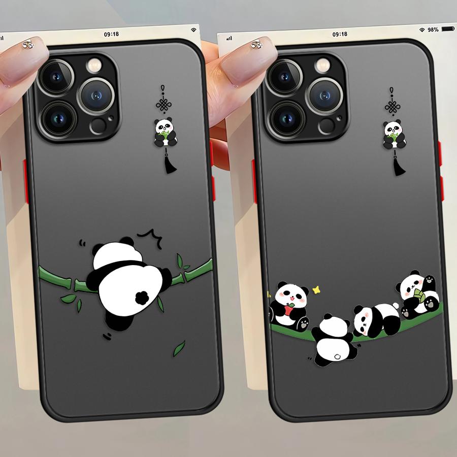 Funda Back Phone Cover Case for iPhone 17 Pro Max Air XS XR 16 Plus 13 Mini 14 11 12 15 7 8 SE Cartoon Cute Panda