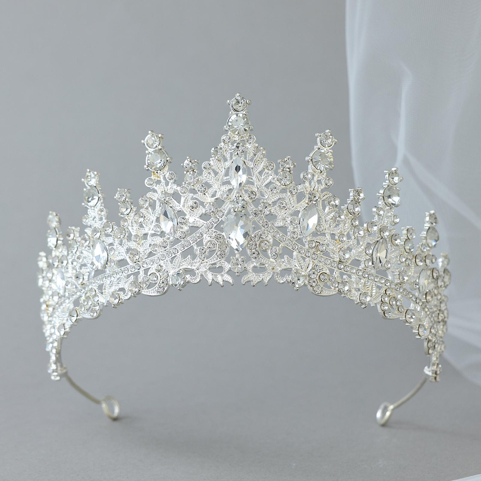 Wedding Crown Silver Color Rhinestone Crystal Diadem Queen Crown Princess Tiaras Bridal Hair Jewelry Party Hair Accessories