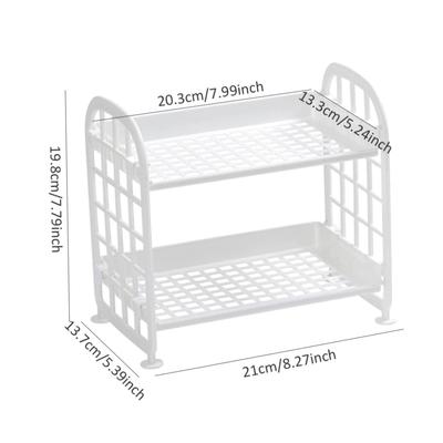 2-Tier Multifunctional Plastic Shelf Makeup Organizer for Skincare Office Kitchen Bedroom Bathroom Two Layer Hollow Storage Rack