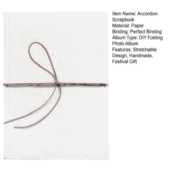 Accordion Scrapbook Album Stretchable Folding Hardcover Photo Album DIY Handmade Couples Memory Book Valentine's Day Anniversary Gift