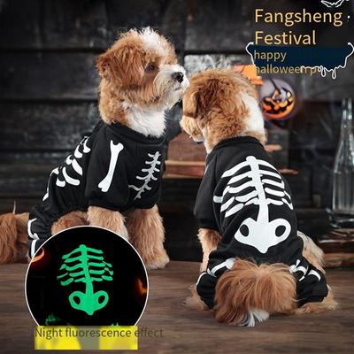 Tuta per Animali Domestici Costume Scheletro di Halloween per Cani Abbigliamento per Cucciolo Cane Gatto Cuccioli