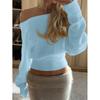 2026 Asymmetrical Off-Shoulder Sweater Women Casual Design Solid Color Long Sleeve
