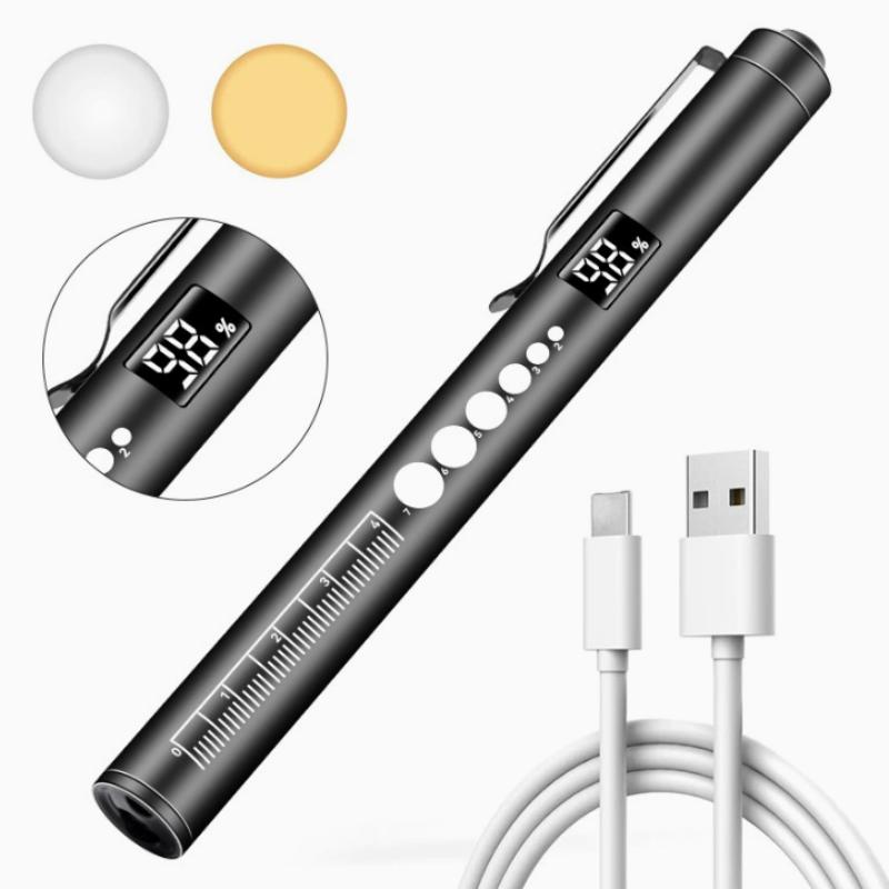 Dual Light Source Pupil Pen Oral Penlight Led Flashlight With Digital Display Screen Mini Medical Handy Usb Rechargeable
