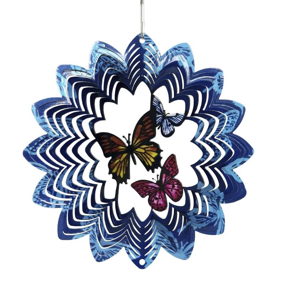 Flower Mandala Wind Chime Butterfly Wind Spinner Creative Rotating Pendant  Terrace Decor