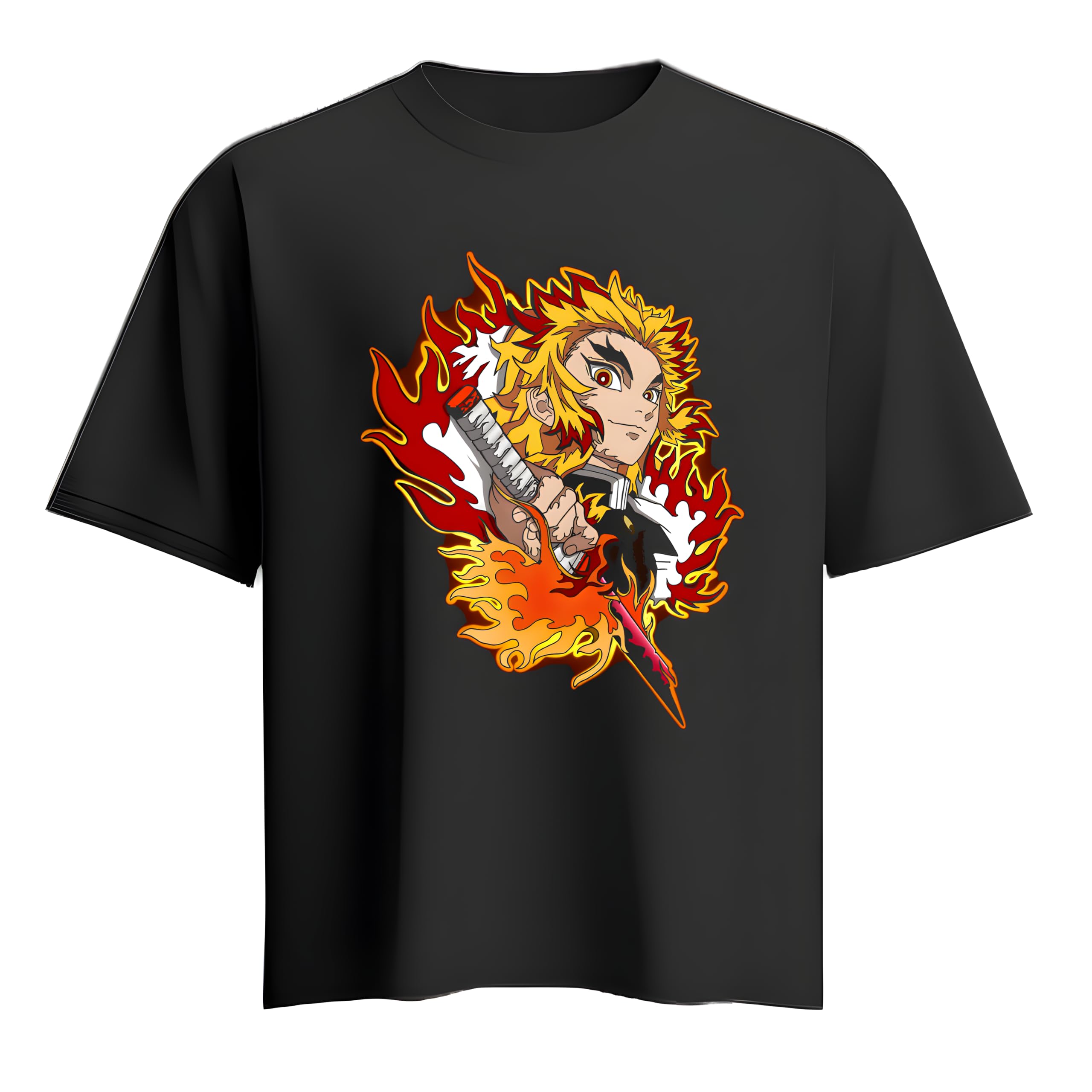 

Demon Slayer Purgatory Apricot Shoulang Anime Tshirt American Retro New Tshirt Summer Casual Loose Short Sleeve S
