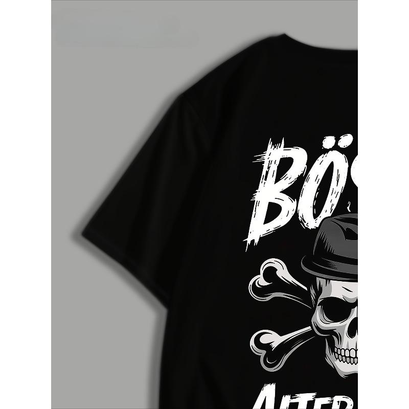 Herren Big & Tall Kurzarm-T-Shirt Street Style Vintage Print T-Shirts Geeignet für Männer Lockerer Schnitt Rundhals Freizeit-Oberteil