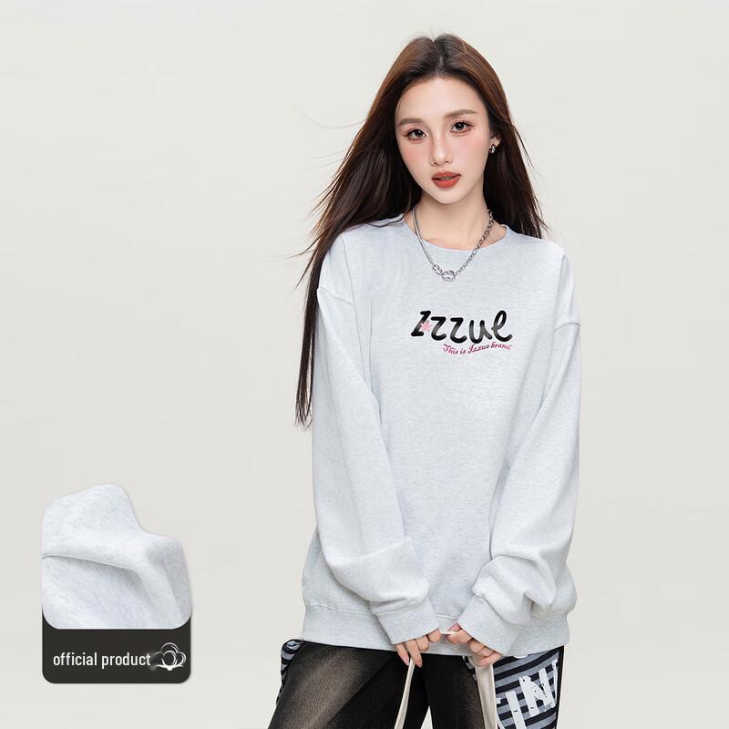 Izzue Women's Letter Print Crew Neck Sweatshirt