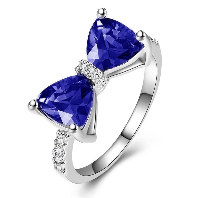 2025 Luxury Female Rings 925 Sterling Silver Bowknot Zircon Finger Rings for Women Y2K Sparkling Pink Bow Rhinestone Jewelry Gifts