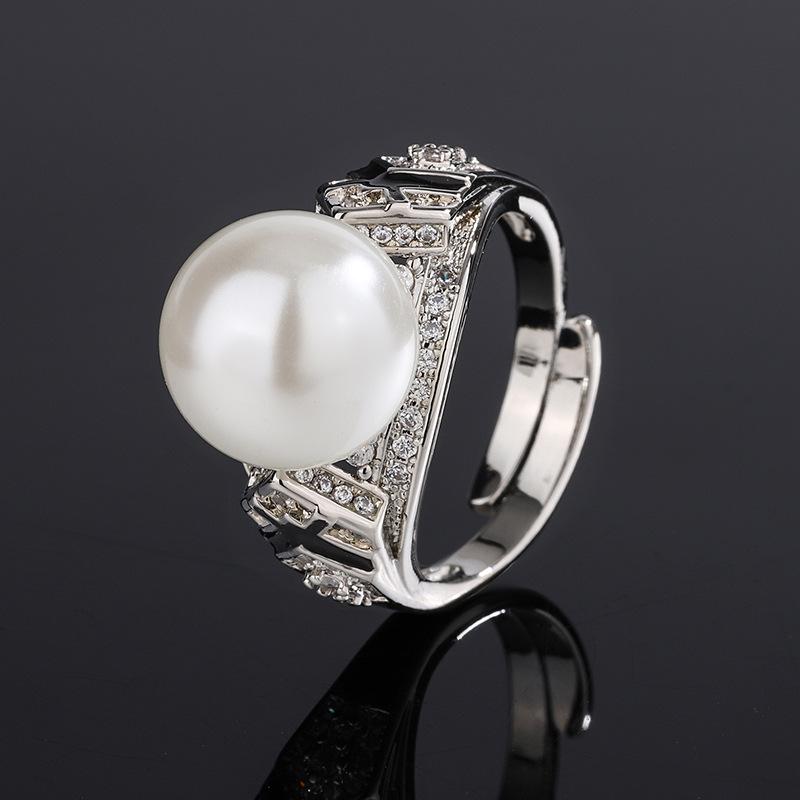 Ювелирные изделия Медь Позолоченное Жемчуг Бриллиант Кольцо 12 мм