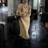 Autumn and Winter New Loose and Thin Lazy Wind Sweater Women's Medium and Long Solid Color Pullover Knitted Dress