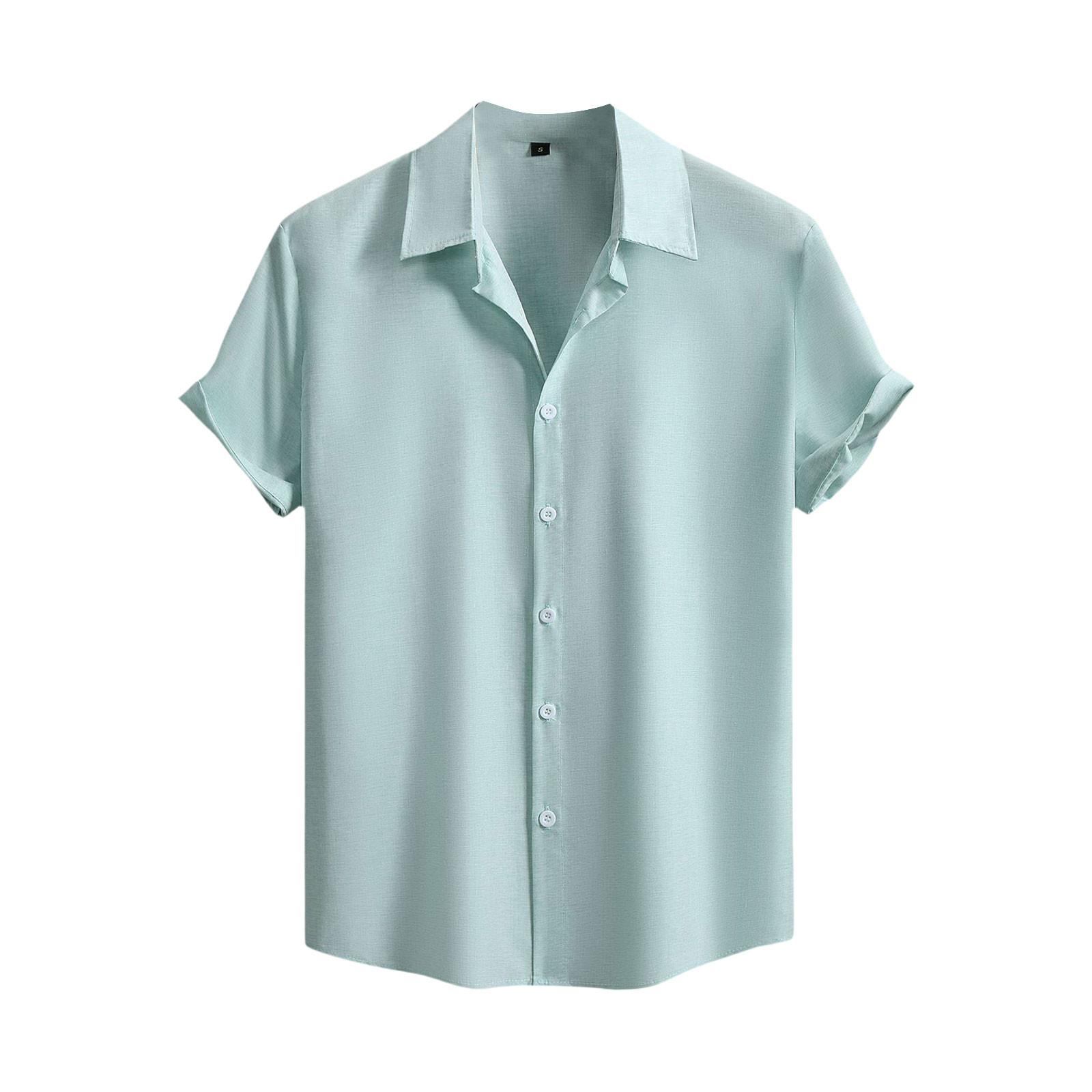 

Мужская модная рубашка с воротником, однотонная, повседневная, с короткими рукавами XL