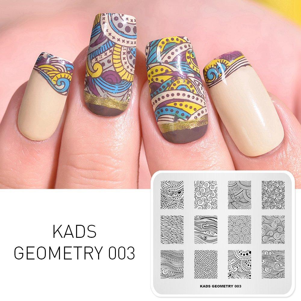 kads Geometry 3D Image Nail Stamping Plates Geometric Shape Nail Art Design Stamp Stencil Nails Tools Stamping Plate