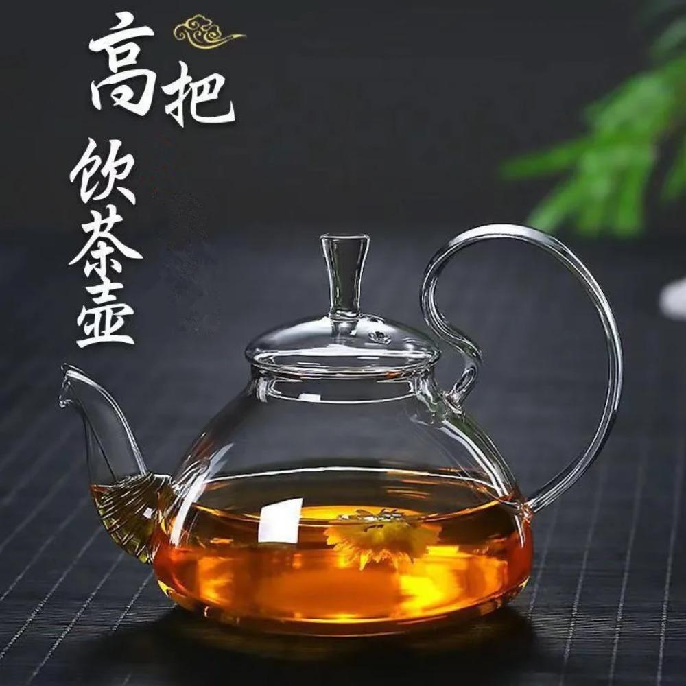 1pc 400ml/ 600ml Heat Resistant thickened High Handle Flower Coffee Glass Tea Pot Blooming Glass tea set Large teapot  WJ919