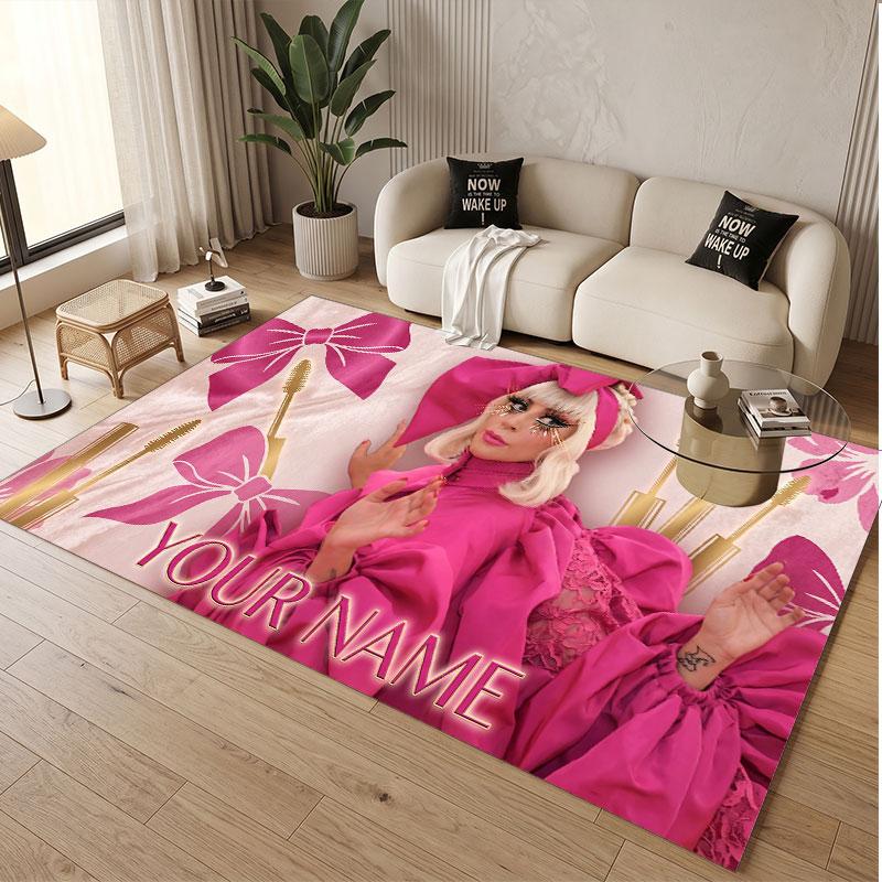 Custom Name Crystal Velvet Rug,Lady Gaga Comfortable Anti Slip Floor Mat For Room Decoration