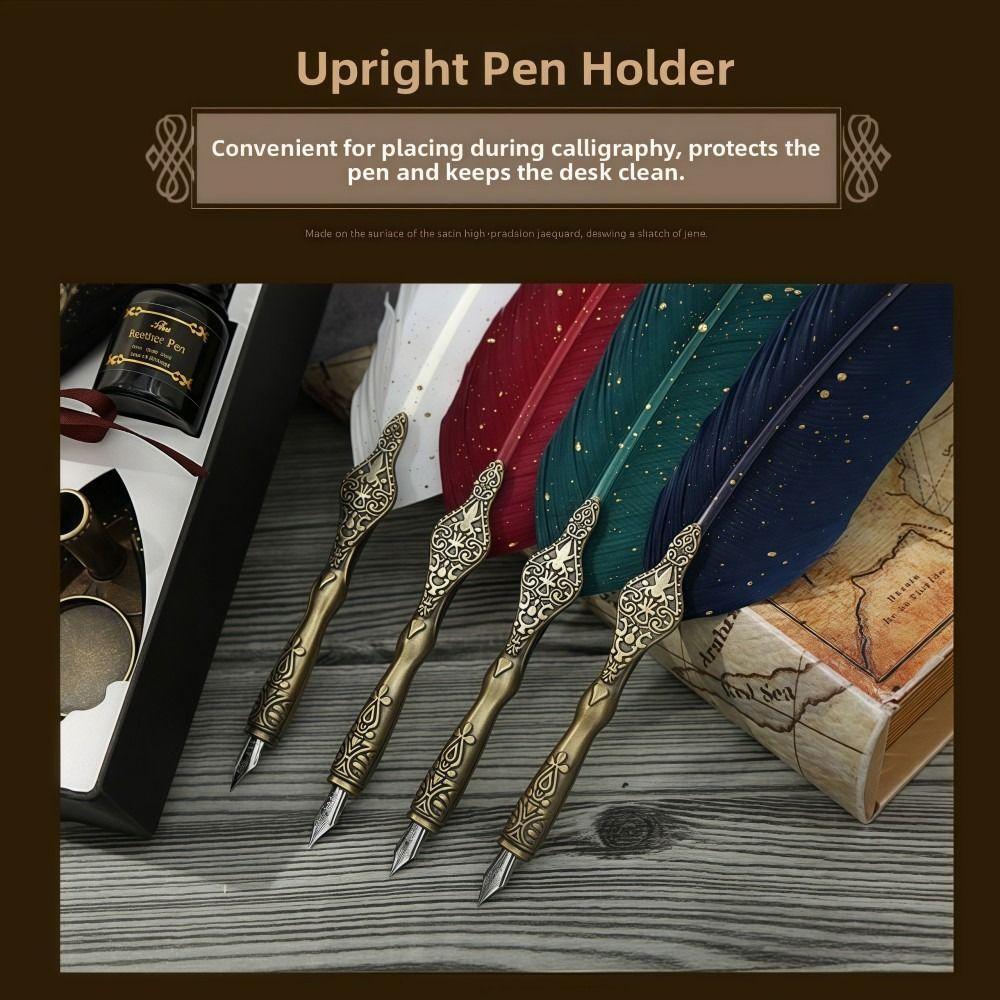 Vintage Pen and Ink Set Lightweight Gift Box Feather Calligraphy Pen 15 Ml Ink Exquisite Design Fountain Pen Set Office Gifts