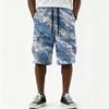 Pantaloncini cargo da uomo casual con stampa sfumata, coulisse, tasche multiple, lunghezza al ginocchio, vestibilità comoda, materiale leggero