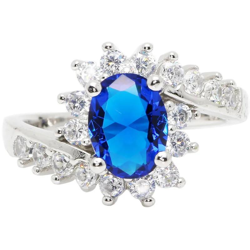 

Carat Sapphire Ring Silver Charm Engagement Ring European and American Fashion Temperament Luxury High Quality 10