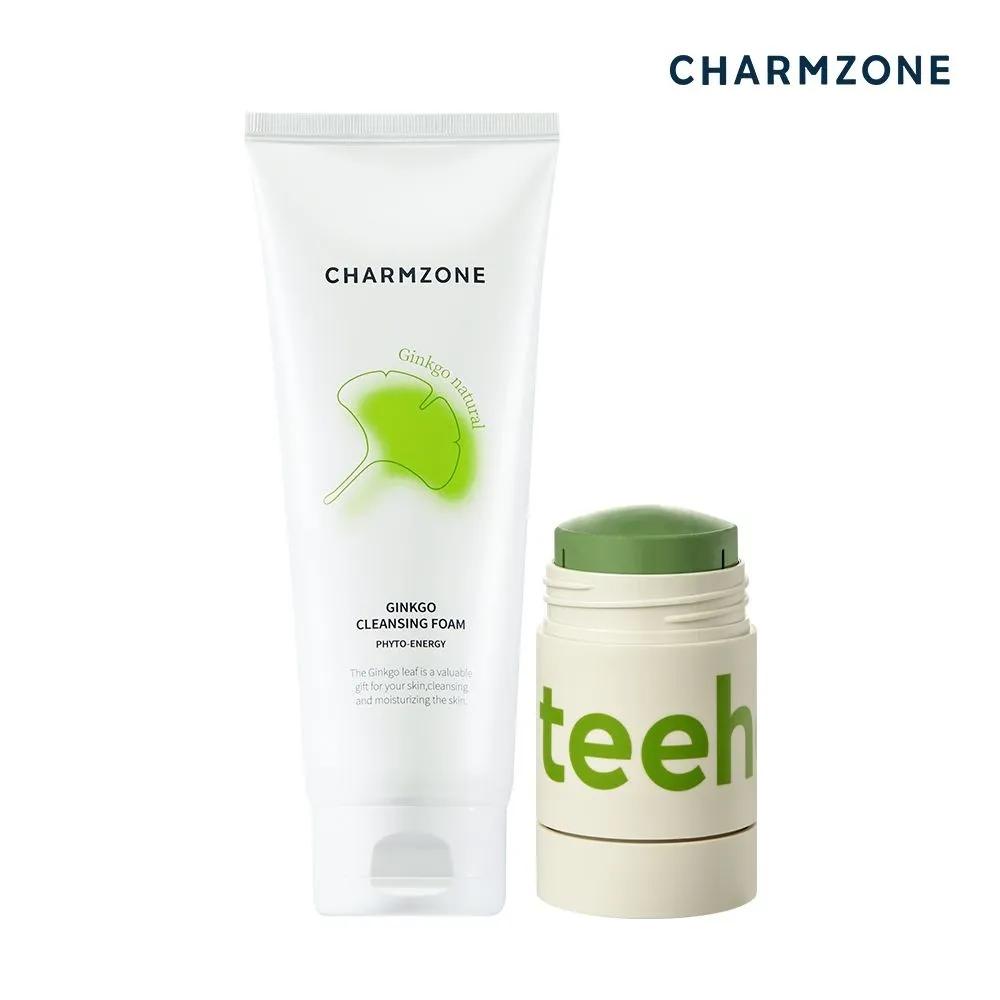 CHARMZONE Cleansing & Moisturizing 2-Piece Set (Ginkgo Cleansing Foam 200ml + Avo Mask Pack)