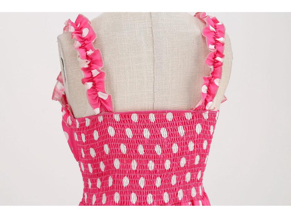 Sexy gepunktetes Spitzen-A-Linien-Spaghettiträgerkleid