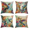 Colorful Hummingbirds On Floral PillowcaseSuitable for Sofa Car Bedroom Decorative Cushion Cover Pillow Cover