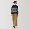 MUJI Washable Milan Rib Knit Navy Size BA1OZA4A Women's Half-Zip Sweater, Striped, XS,