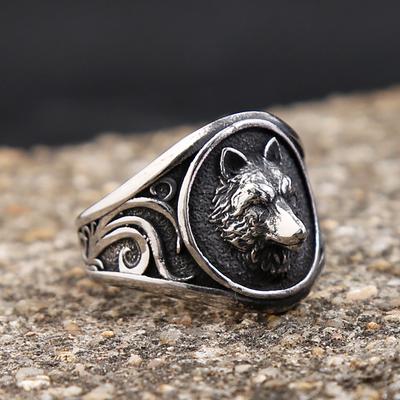 Nový kreativní vikingský prsten s vlčí hlavou pro muže a ženy, punková móda z nerezové oceli, zvířecí prsteny, vintage šperky, dárky, dropshipping