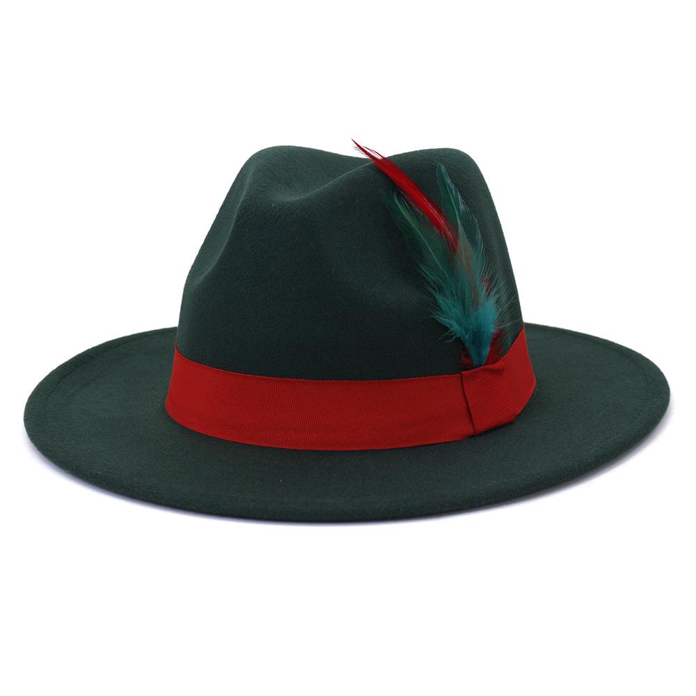 Fashion Feather Felt Wide Brim Fedora Hat For Women/Men New Autumn Winter Vintage Jazz Hat Party Formal Hat