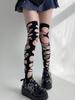 Vintage Punk Sexy Dünn Schwarz Unregelmäßig Gerissene Löcher Fischernetz Oberschenkelhohe Strümpfe Lolita Jk Ausgeschnitten Lange Socken
