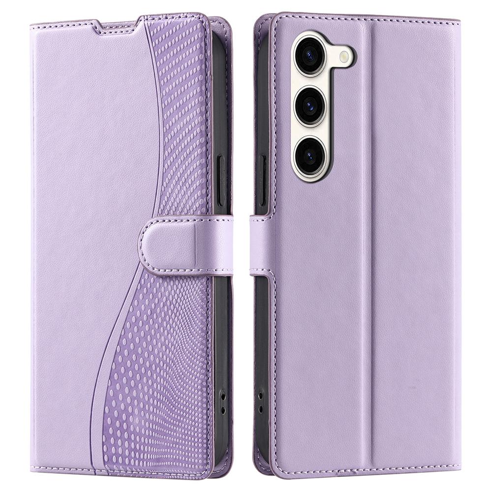

For Samsung Galaxy S23+ Case Dots Imprinted PU Leather Flip Phone Cover with Card Slot,Strap Purple