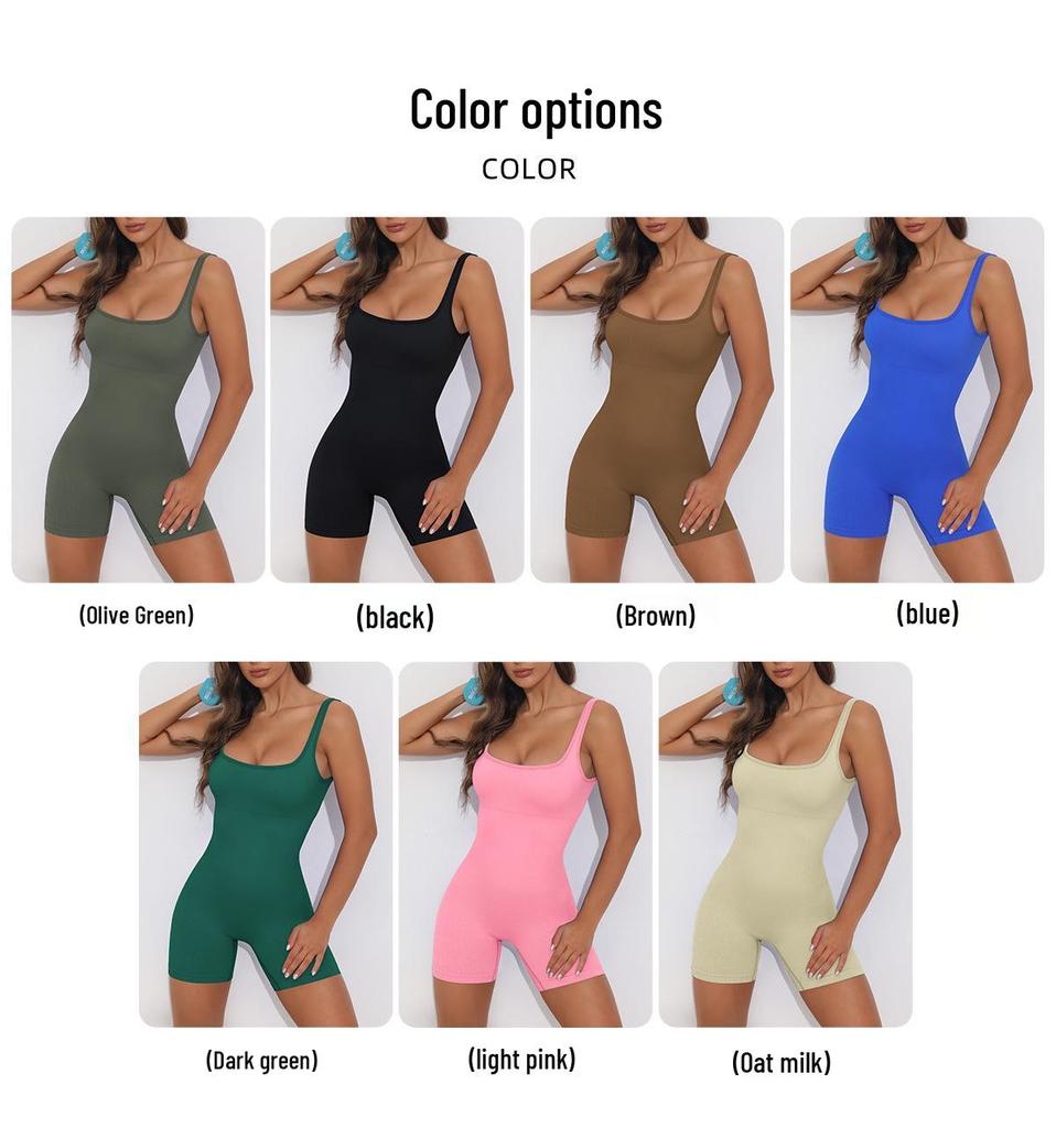 European & American High Elastic Ribbed One-Piece Bodysuit - Seamless, Breathable Yoga Suit with Airy Back Design