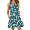 Women's Fashion Beach Dress Sleeveless Round Neck Floral Print Dress