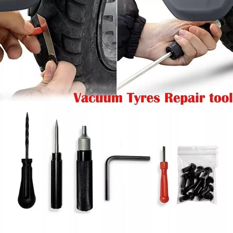 17pcs Car Motorcycle Outer Tire Puncture Repair Kit Mushroom Plug Tool Kit Puncture Mushroom Plug Probe Nozzle