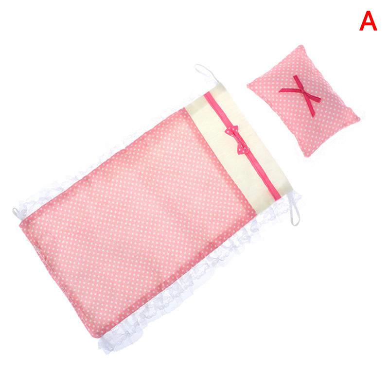 Dollhouse Single Mattress with Pillows 1/12 Dolls House Bedroom Furniture Children's home toy doll pillow